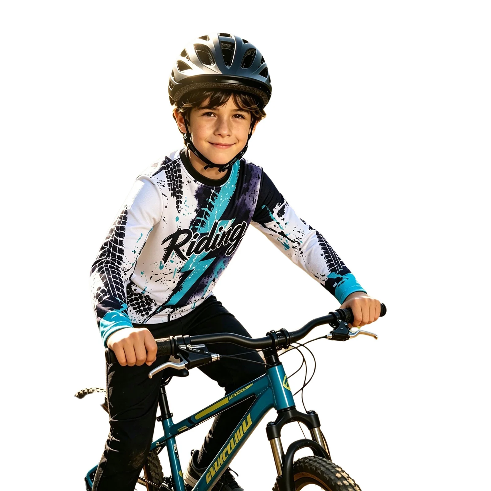 Jungen Dirt Bike Trikot Kinder Motocross Shirt Langarm Schnelltrocknend MTB Radsport-Oberteil Graffiti-Reifendruck Motocross-Trikot – Detail 8