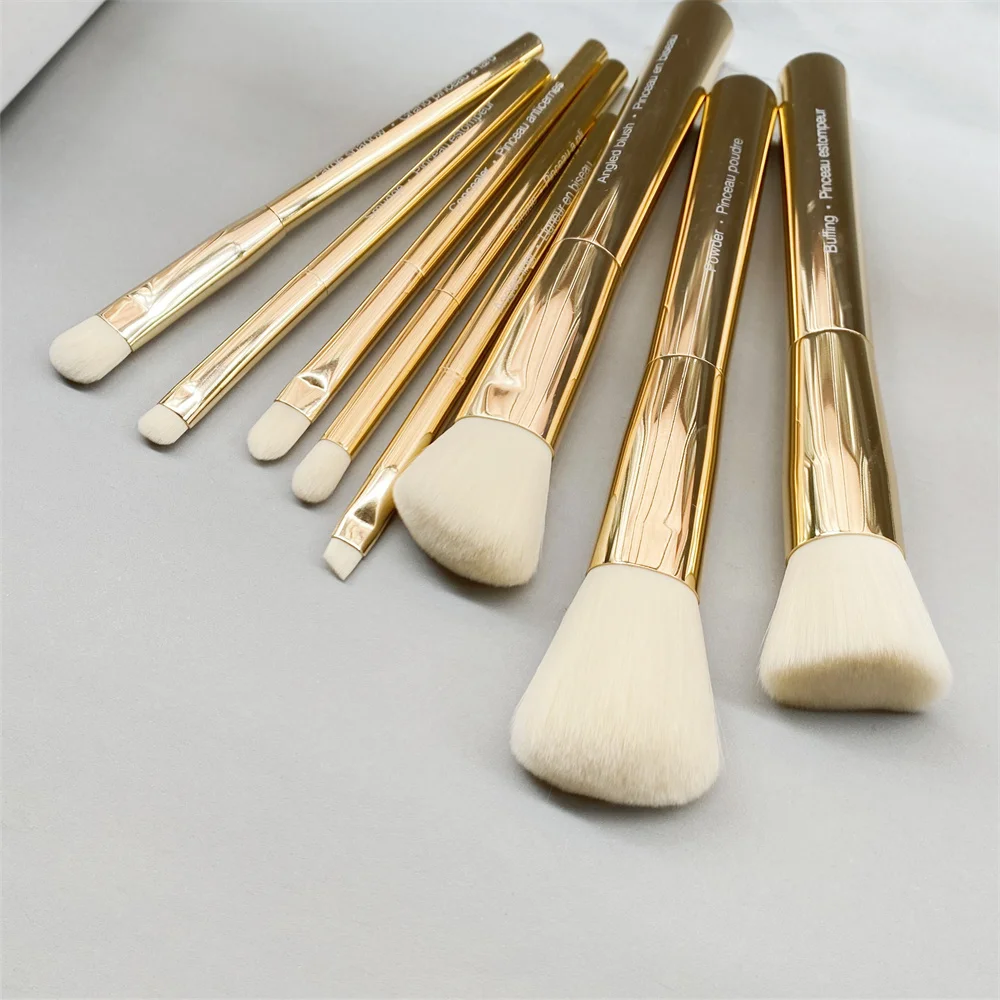 SEP + PANTONE UNIVERSE Faux Cashmere Makeup Brush Set - 8pcs Gold Soft Hair Beauty Cosmetics Brushes Blender