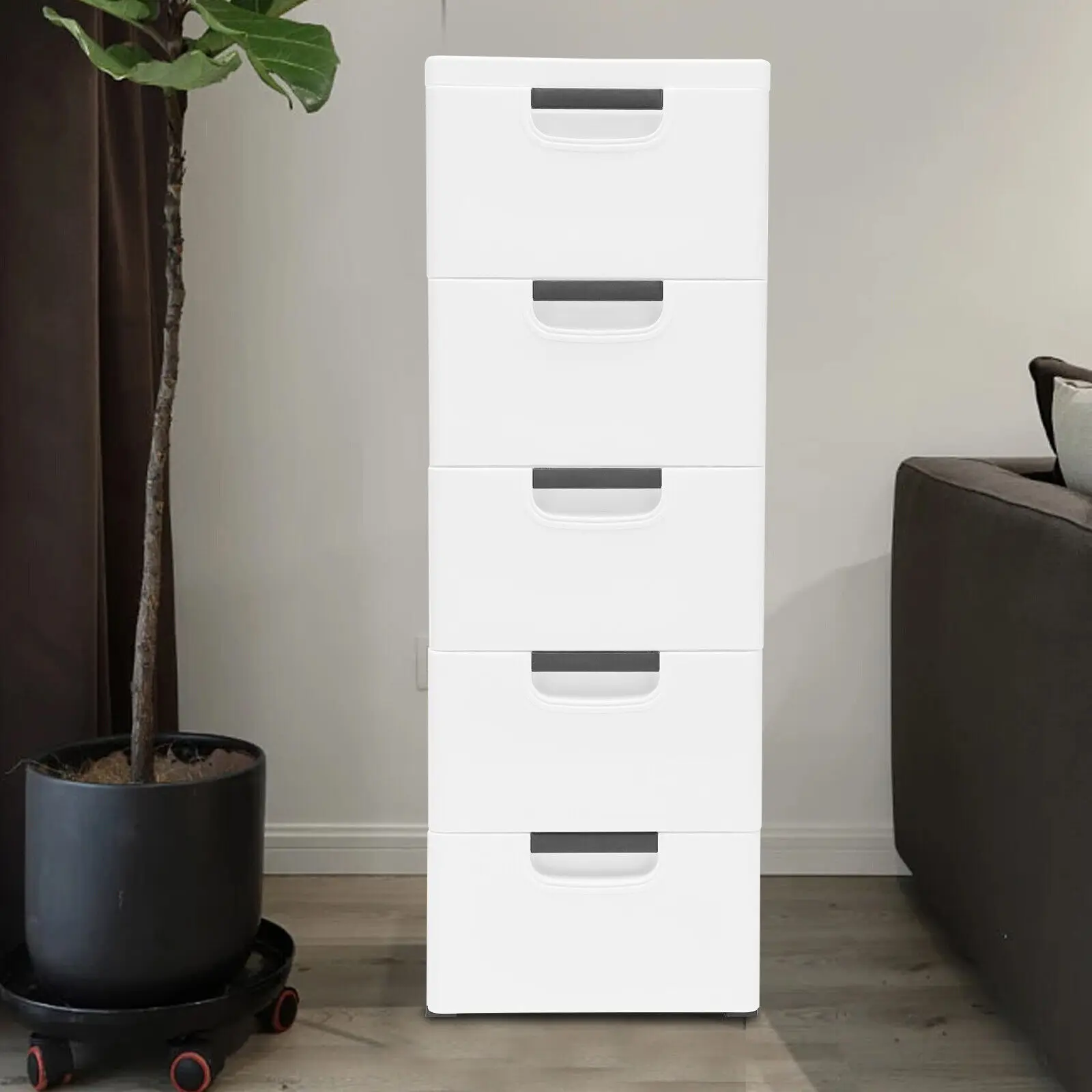 Storage Cabinet With 5 Drawer Stackable Drawers Clothes Organizer Tower Vertical Plastic Drawers Closet Drawers With Wheels