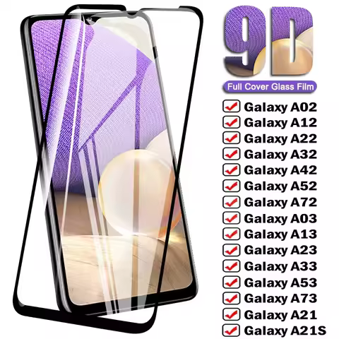 9D Protective Glass For Samsung Galaxy A02 A12 A22 A02S A32 A42 A52 A72 A21 A21S Tempered Glass A13 A03 A23 A53 A73 A33 Film