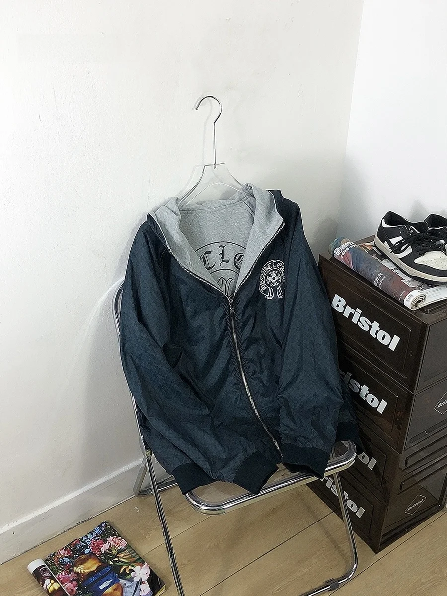 

Уличный стильный худи-кардиган с принтом R Cross, двусторонний, из хлопка, с длинными рукавами, повседневный, молодежный, для весны и осени