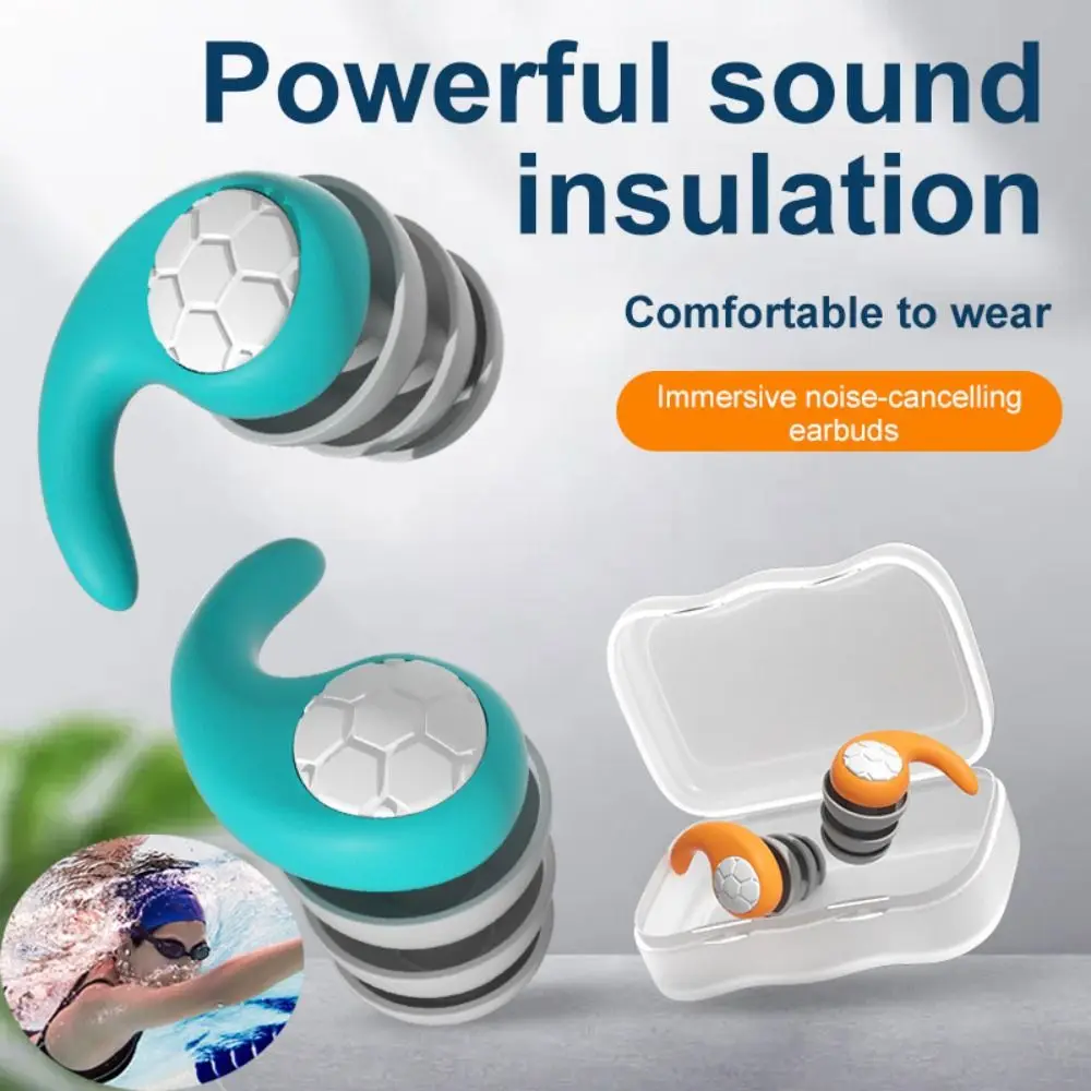 

Ear Protector Swimming Earplugs Noise Reduction Sound Blocking Waterproof Ear Plug Soft Silicone Silicone Earplugs Swimming