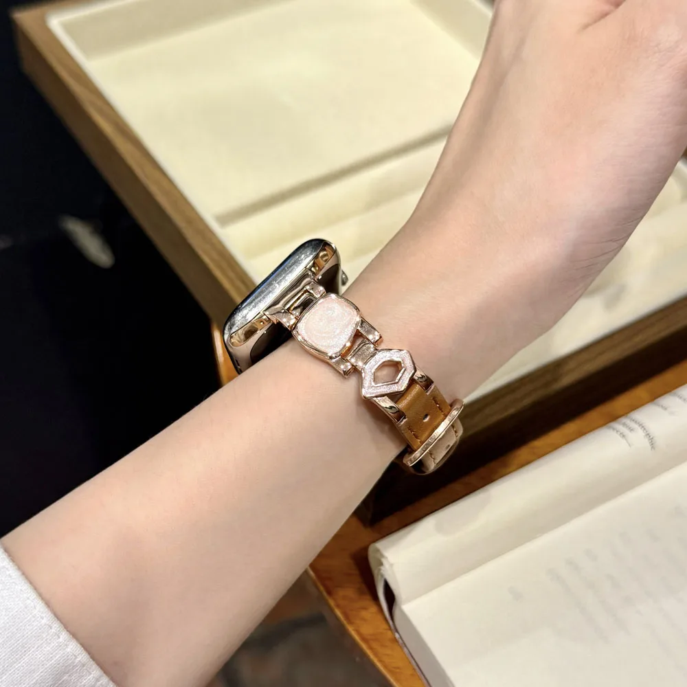 حزام جلدي نحيف لساعة أبل 41 مللي متر 40 مللي متر 38 10 46 مللي متر 42 مللي متر شريط معدني غراء لـ Iwatch 9 8 7 6 5 4 SE 45 مللي متر 44 مللي متر Ultra 49 مللي متر