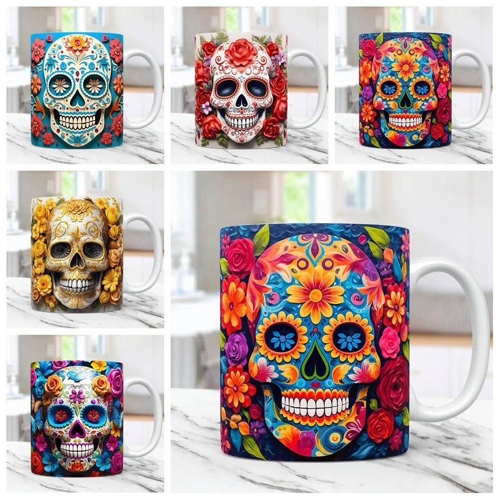 New Products in July 3D Skull, Halloween Gifts Ceramic Mug, Creative Water Cup Mugs Coffee Cups
