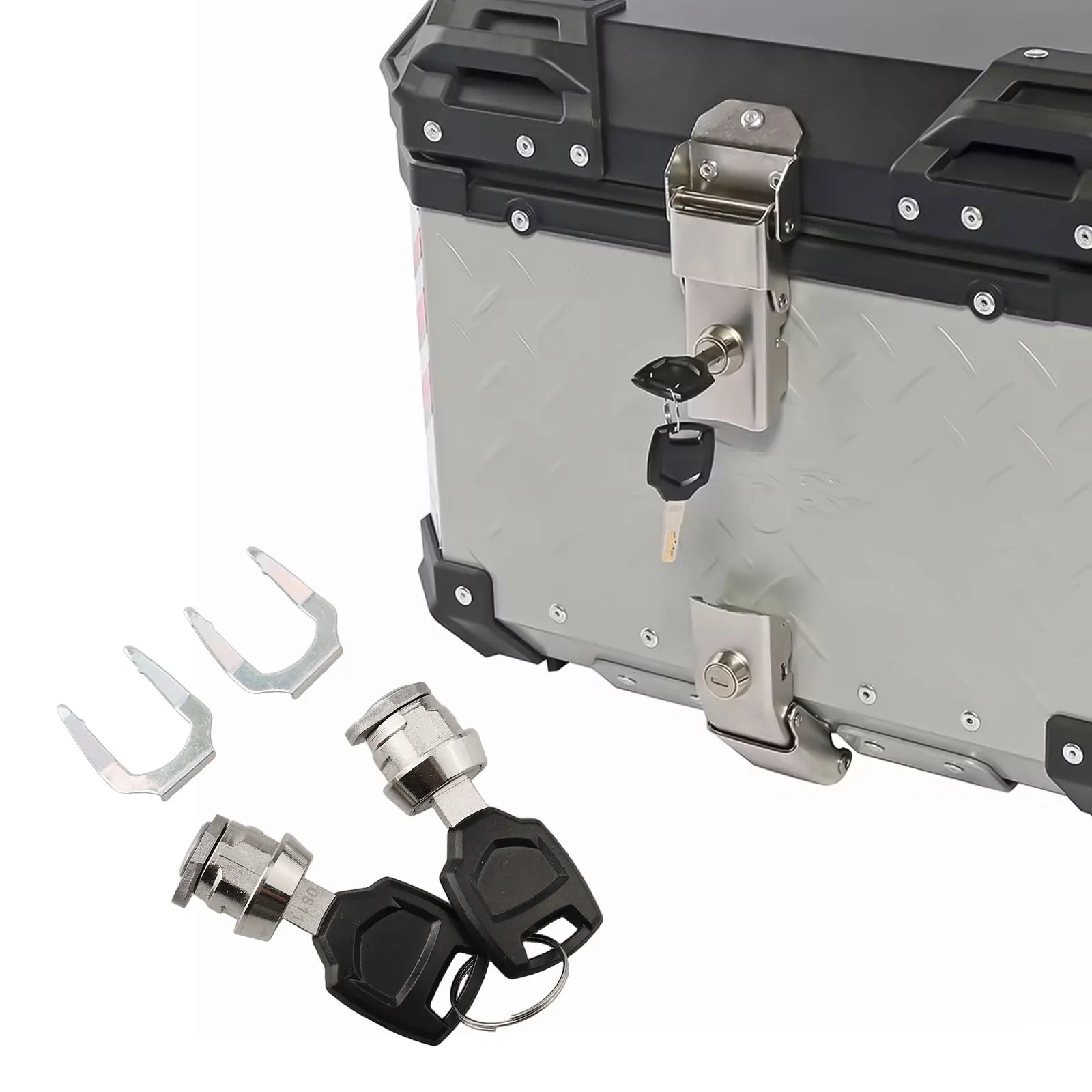 

2 Keys + Lock Cylinder Core Plug- Universal- For Motorcycle Top Box Case Luggage Trunk Storage Toolbox Accessories Replacement