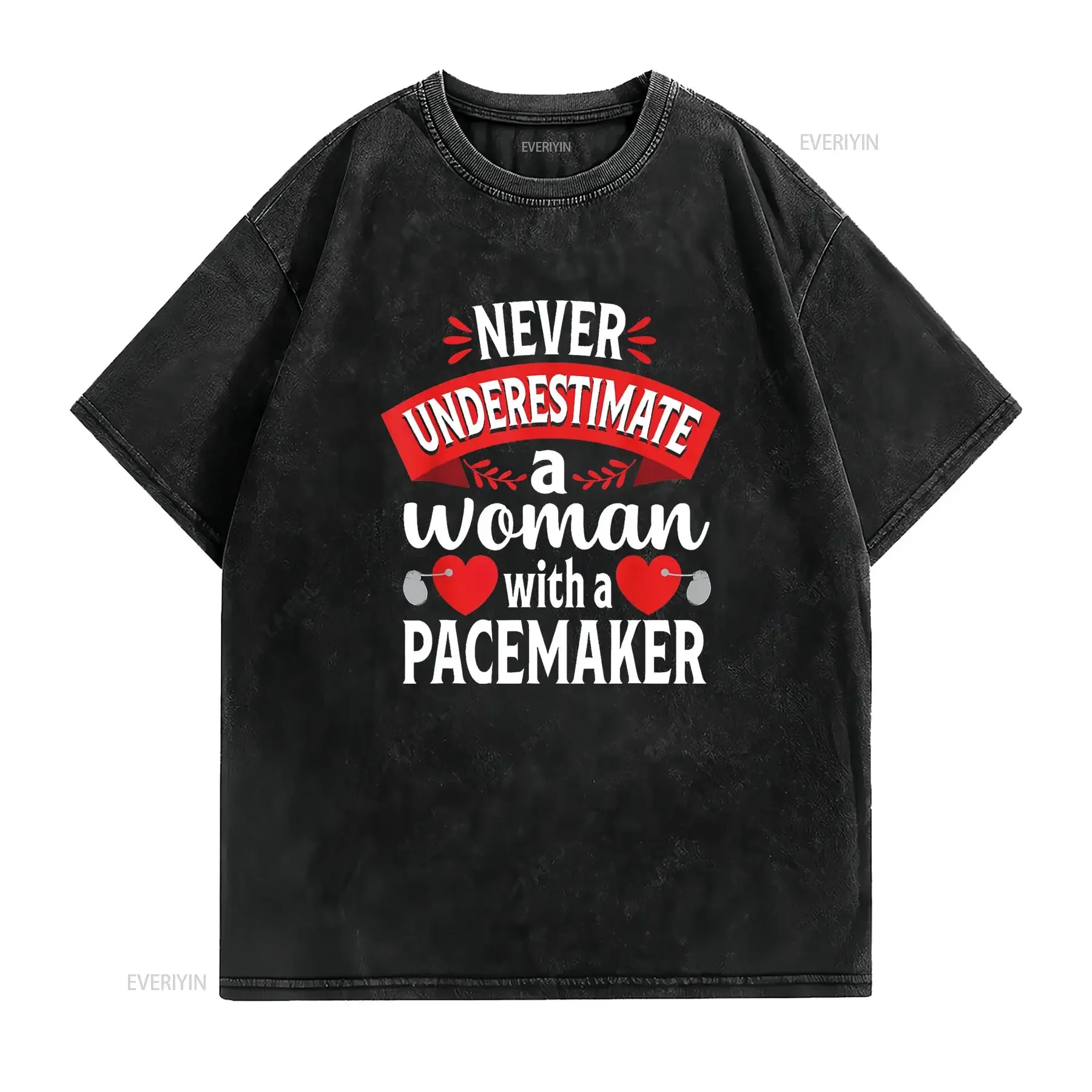 Womens Never Underestimate a Woman Pacemaker Heart Surgery Cardiac T Shirt Black Medium vintage Washed designer clothes fashion