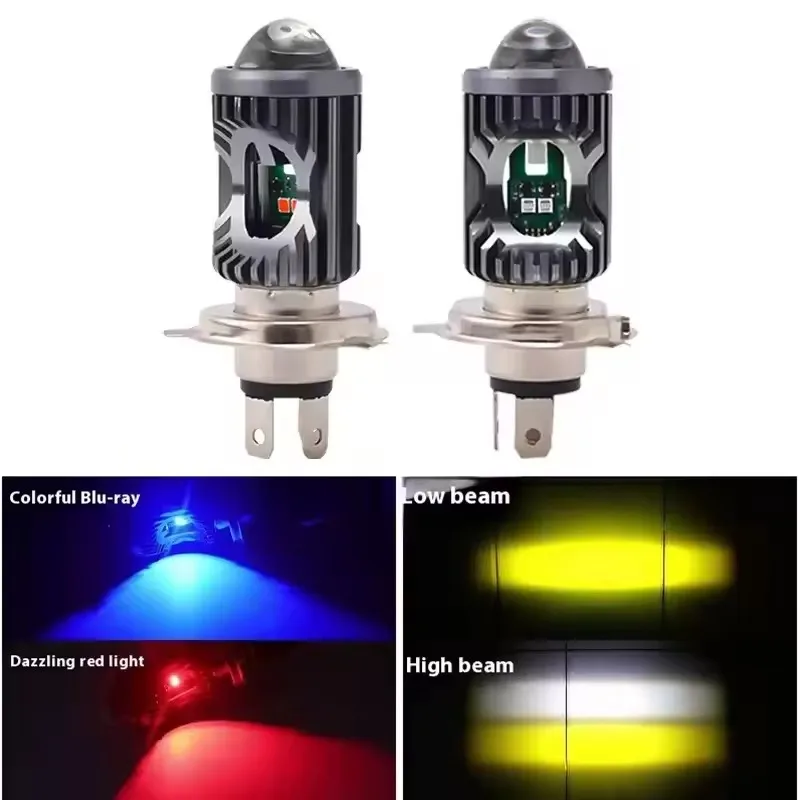 Heyword Motorcycle LED Headlight - 4 Lighting Modes,Mini Driving Spotlight with Hi/Low White & Yellow Strobe, Angel Eyes