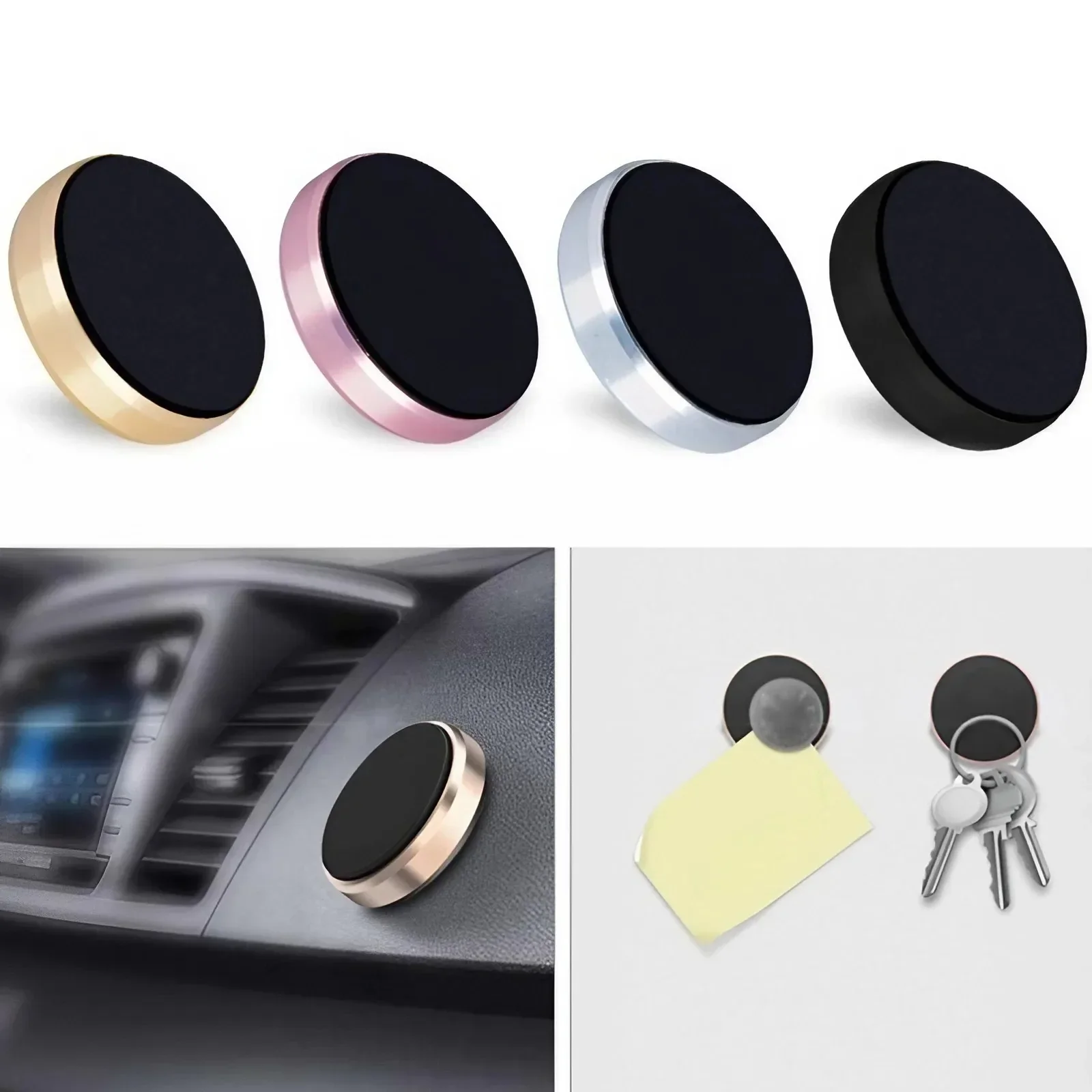 Universal 360 Magnetic Car Phone Holder Dashboard Mount With Strong Metal Plate For All Vehicles Easy One Hand Operation