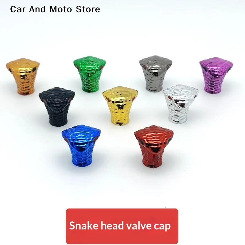 2PCS Personalized Snake Head Copper Core Rubber Series Valve Cap Valve Cover Automobiles And Motorcycles Air Valve Dust Cover