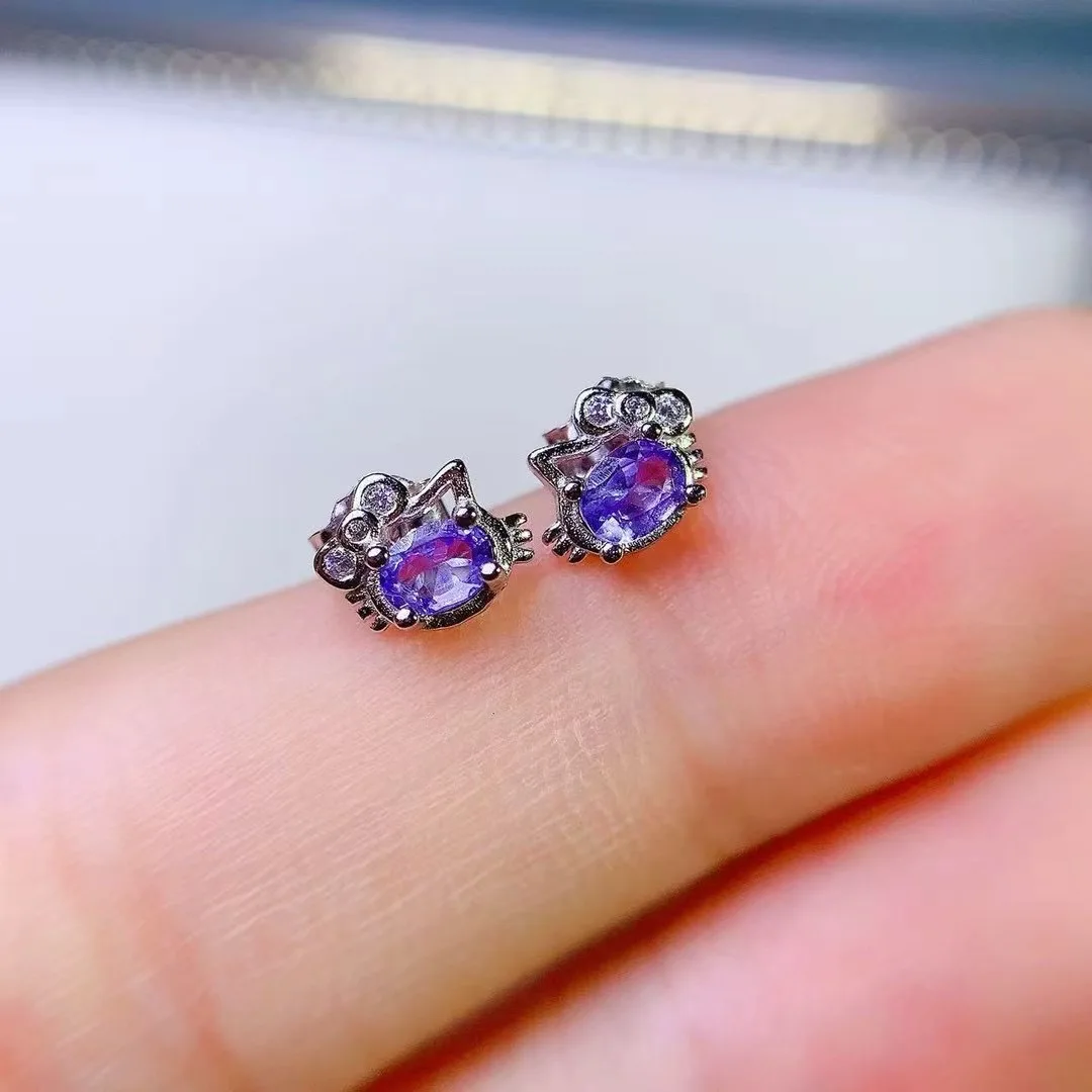 

KJJEAXCMY High End Women's Earrings Natural Tanzanite S925 Silver with Electroplating Boasting High Clarity Full Brilliance