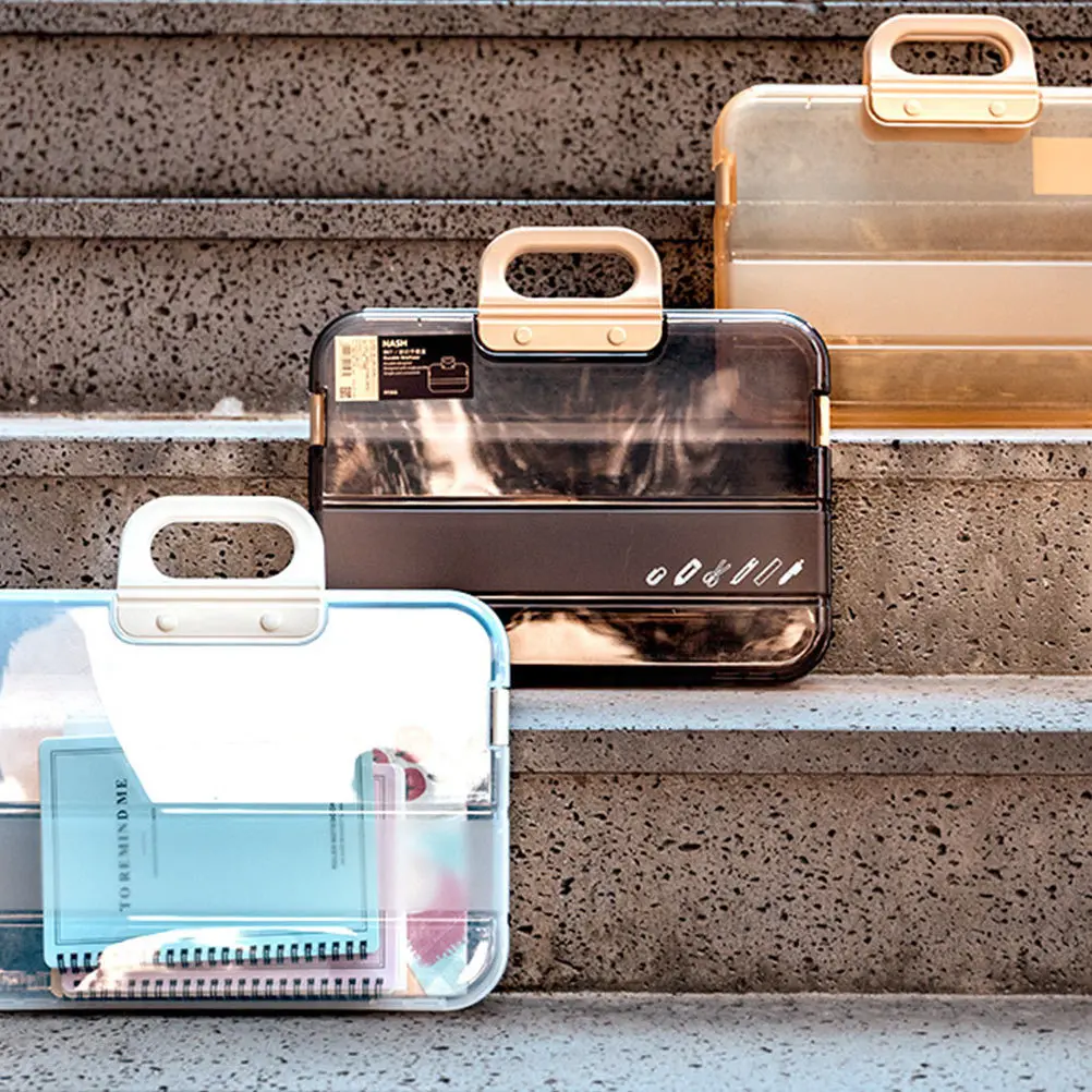 

1pc A4 File Box Waterproof Document Organizer For Office Home Study Storage Box Documents Case Folder