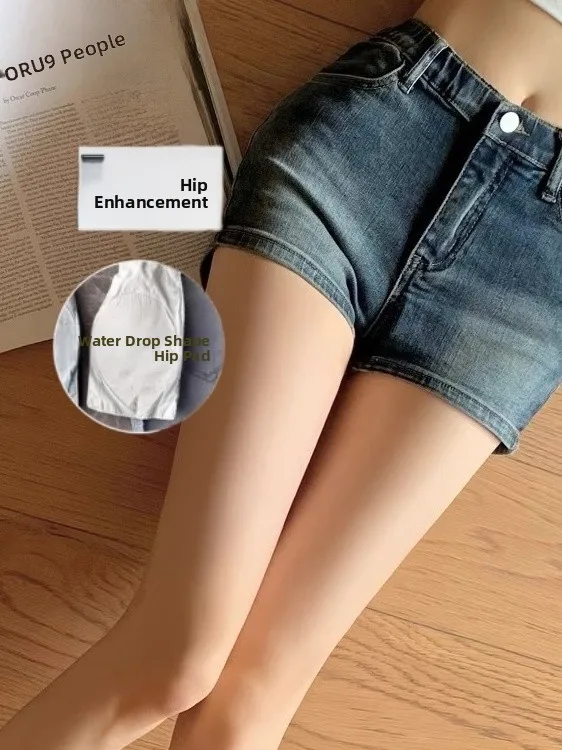 Retro American Denim Shorts Women's Summer Slimming A-Line Hip Enhancing Flared Jeans Short Length Wear Resistant Straight Leg