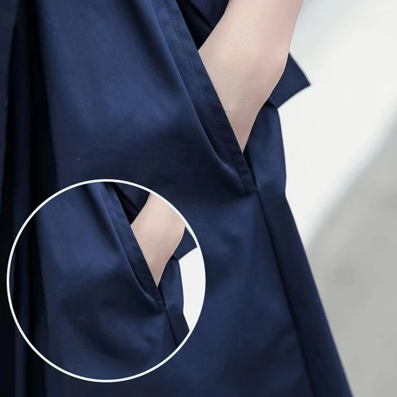 Spring Autumn Solid Elegant Fashion Chic Dress Women Half Sleeve Aesthetic Casual Vestidos De Fiesta Navy Blue Korean Robe Femme