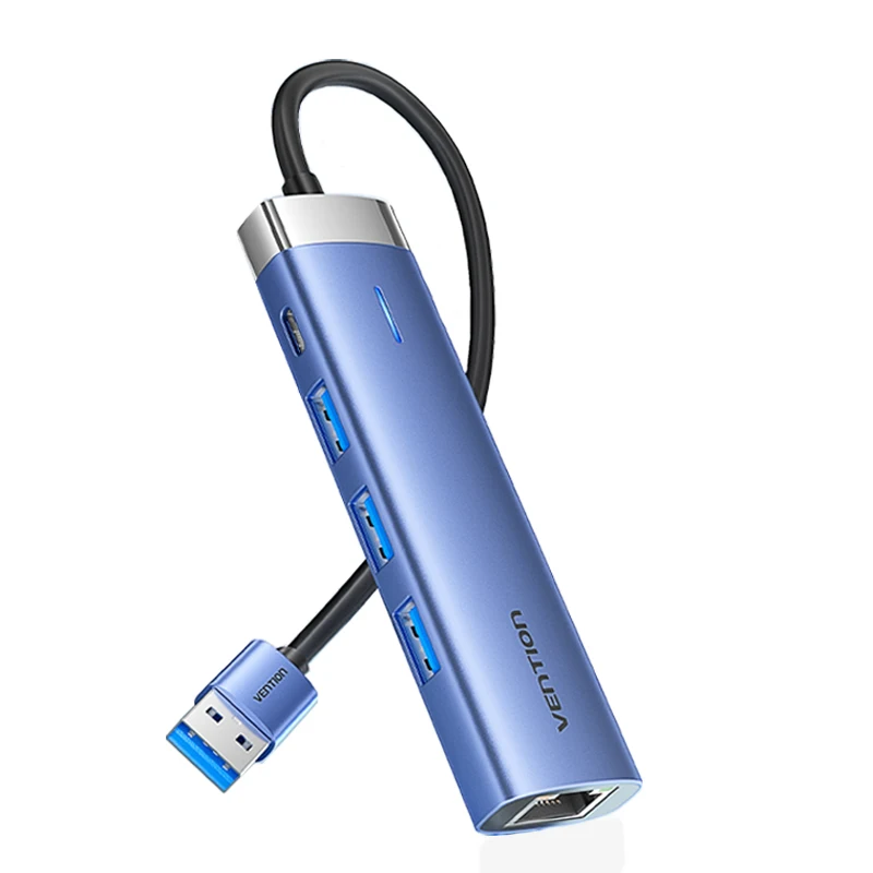 Adapter Ethernet USB 3.0 Vention HUB RJ45 1000Mbps Lan do MacBooka Laptopa Lenovo Windows PC USB C HUB 3.0 Ethernet HUB Switch — zdjęcie produktu 7