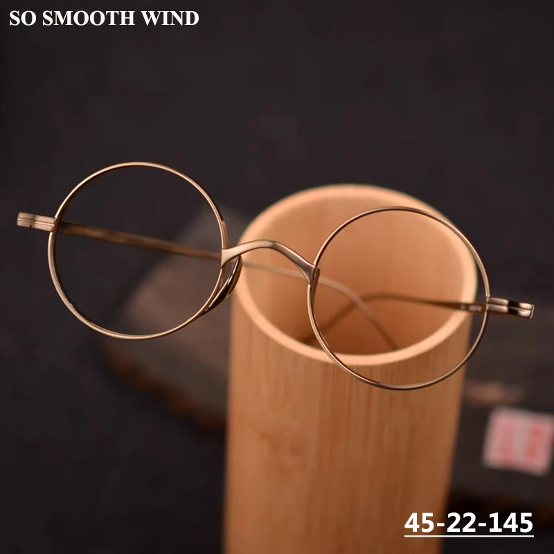 

Handmade Retro Small Round Gold Rim Glasses Frame Ultra-light Pure Titanium Eyeglasses Men Women Circle Spectacles Eyewear kmn99