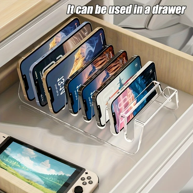 6/8 Cells Multi-device Tablet, Electronic Storage Box, Desktop Phone Charging Storage Rack, Stand, Acrylic, Easy to Organize