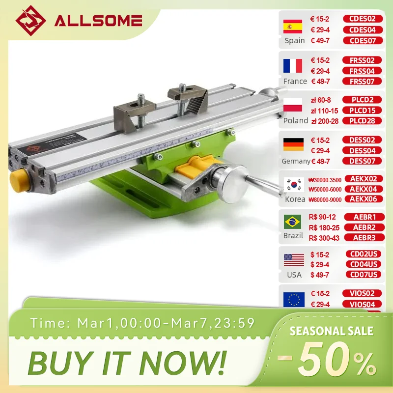 

ALLSOME MINIQ BG6330 Mini Precision Milling Machine Worktable Multifunction Drill Vise Fixture Working Table HT2829