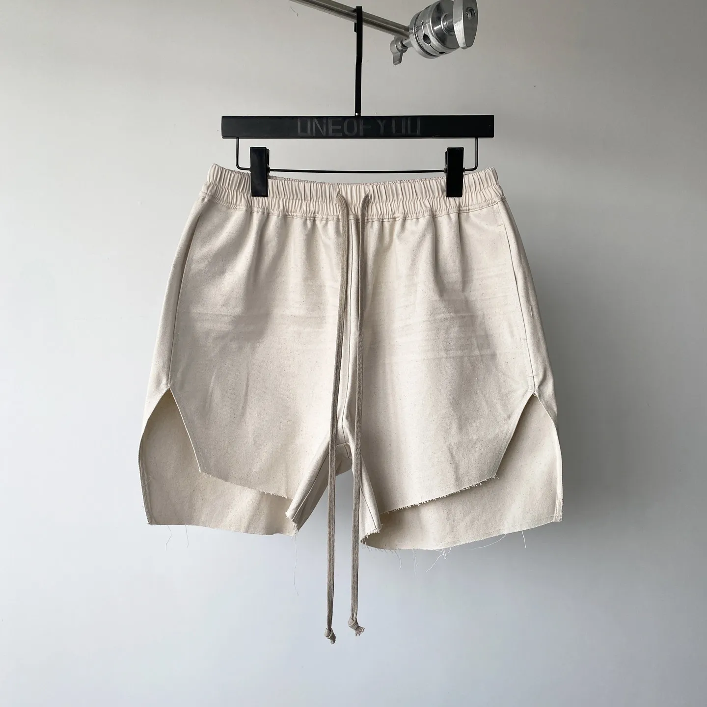High Street RO Style Shorts Men's Cotton Black Spring/Summer Show Fold Boxing Shorts Men's RO Style Split Hairy Casual Pants