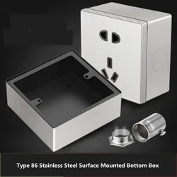 Type 86 Surface Mount Universal Wall Switch Junction Box Stainless Steel Panel Button Metal Box 20mm hole