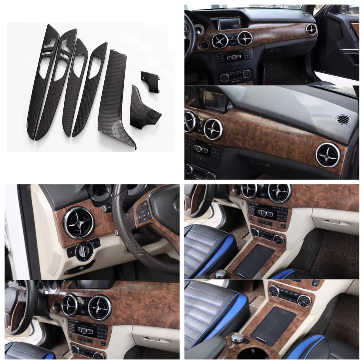 

Mahogany Dry Carbon Fiber Interior Trim Kit for Car Dashboard Door Cover