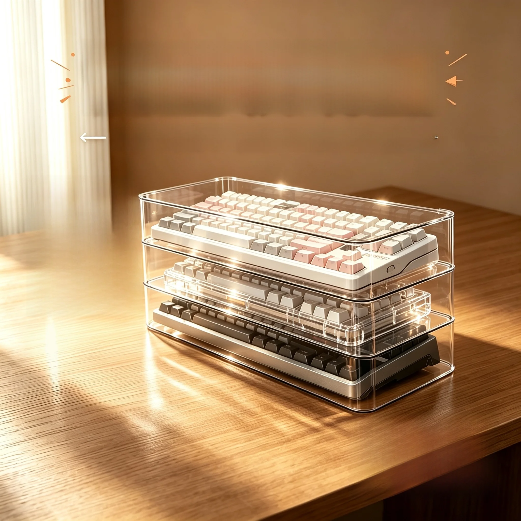 Acrylic Keyboard Mouse Multi-layer Storage Rack Dust-proof Display Box Wireless Mechanical Keyboards And Mice Organizer