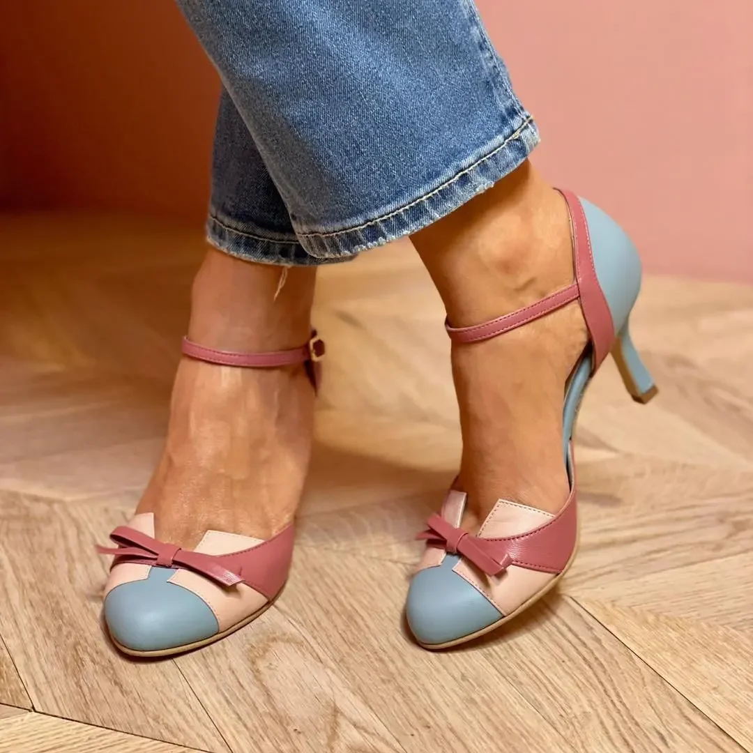 Summer 2026 high-heeled fashion color-blocking 40-43 plus size buckle hollow sandals