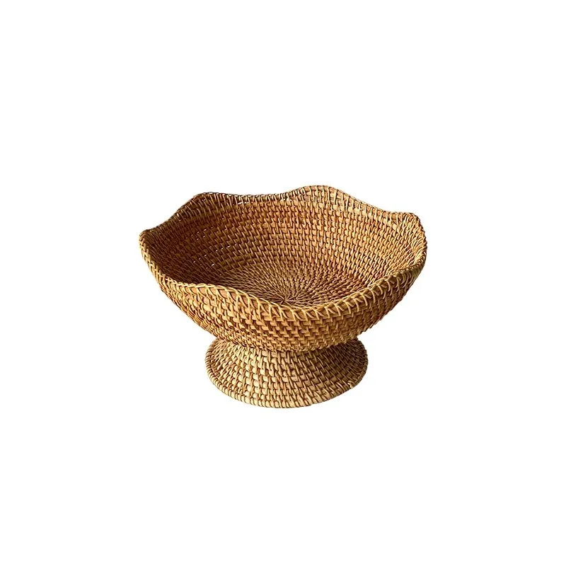 For handmade rattan coffee table storage basket, pastry plate props snack fruit plate