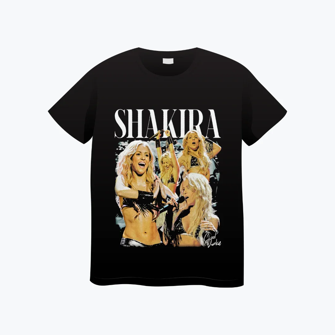

2025 Men's T-shirts Shakira Hiphop Y2k Tee Street T-shirts American Print Round Neck Motorcycle Loose Casual Unisex Top Tee