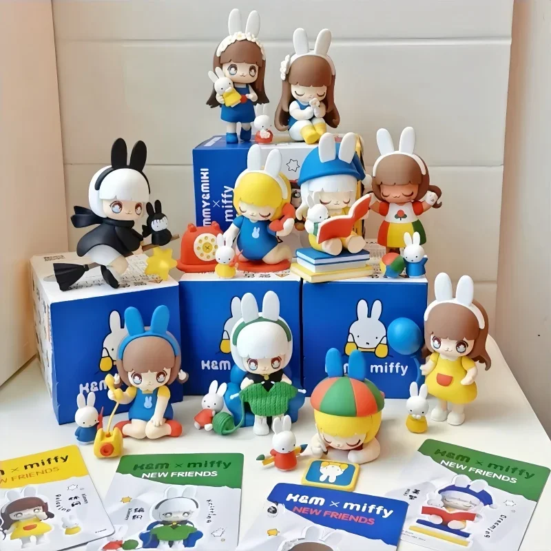 K&m X Miffy New Friends Series Blind Box Cute Figure Collectible Model Toy Desktop Decoration Cartoon Decor Birthday Gift Toy