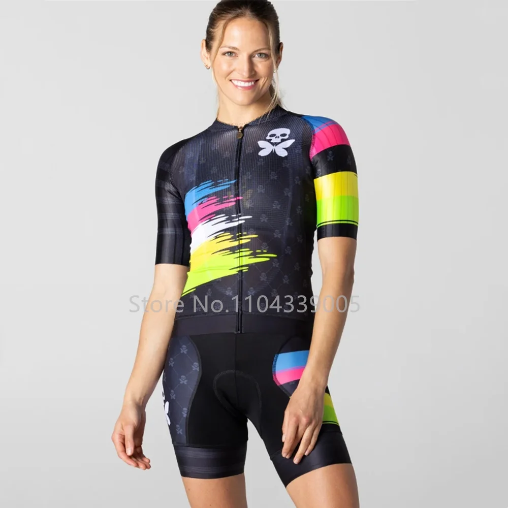 

Женский велосипедный спортивный трикотаж на открытом воздухе, шорты-комбинезон, 9D комплект с коротким рукавом, дышащий костюм для шоссейного велосипеда, roupa Ciclismo