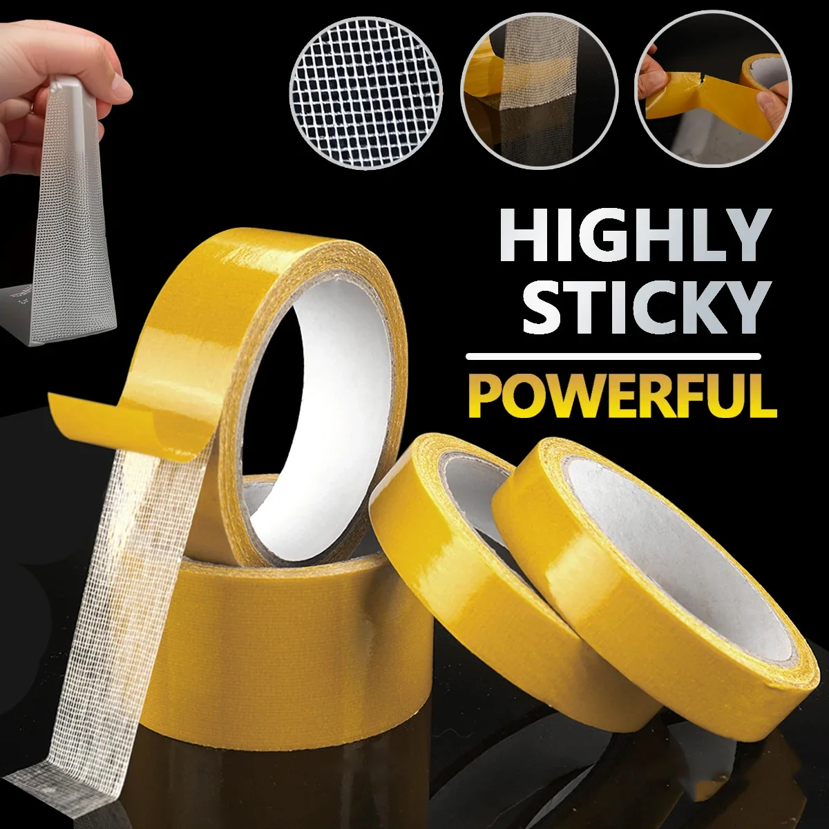 High Adhesive Strength Mesh Double-Sided Duct Tape - Weatherproof, Invisible, Quick & Seamless Installation for Carpet, Weddings