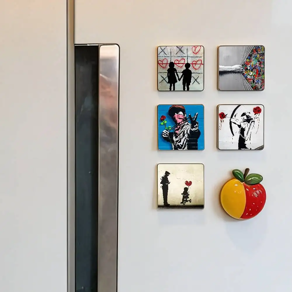 B-Banksy Street Graffiti Art Refrigerator Magnets Cute Cartoon Magnetic Personality Decorations Creative Gifts