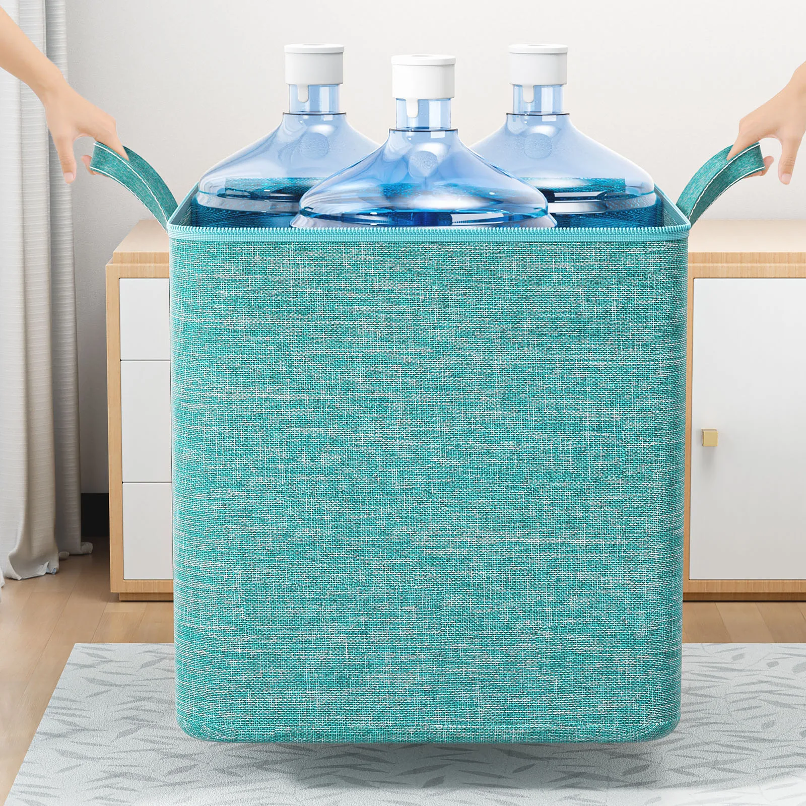 1PC foldable quilt storage bag Large capacity clothing blanket storage bag Doggy bag Tidy bedroom closet Green
