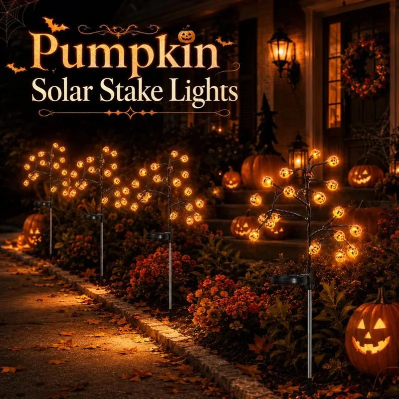 1PC New Halloween Solar Pumpkin Branch Lawn Light Outdoor Festival Decorative Light Waterproof Garden Light