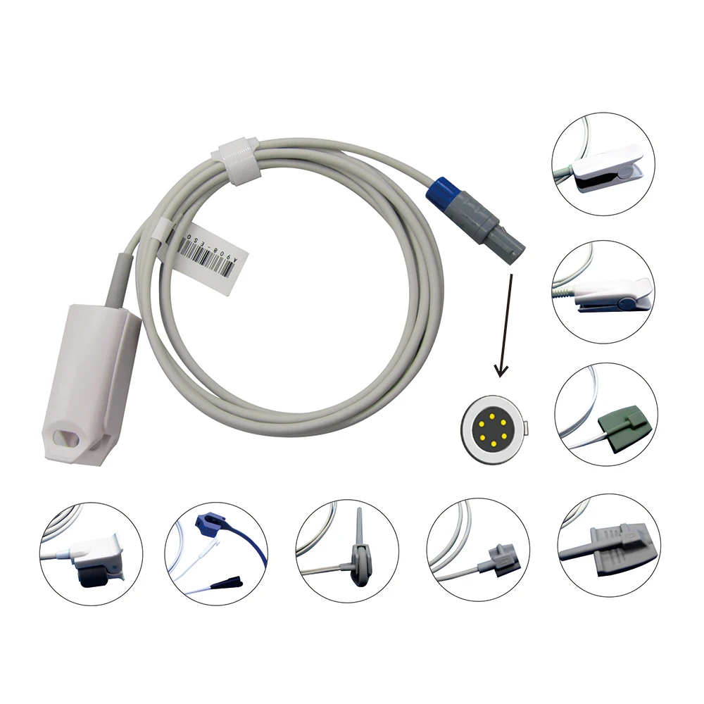 Compatible Choicemed MD6000 ,6 Pin Single Slot, SPO2 Probe Sensor for Monitor, Blood Oxygen Sensor, Vital Signs Data Monitoring