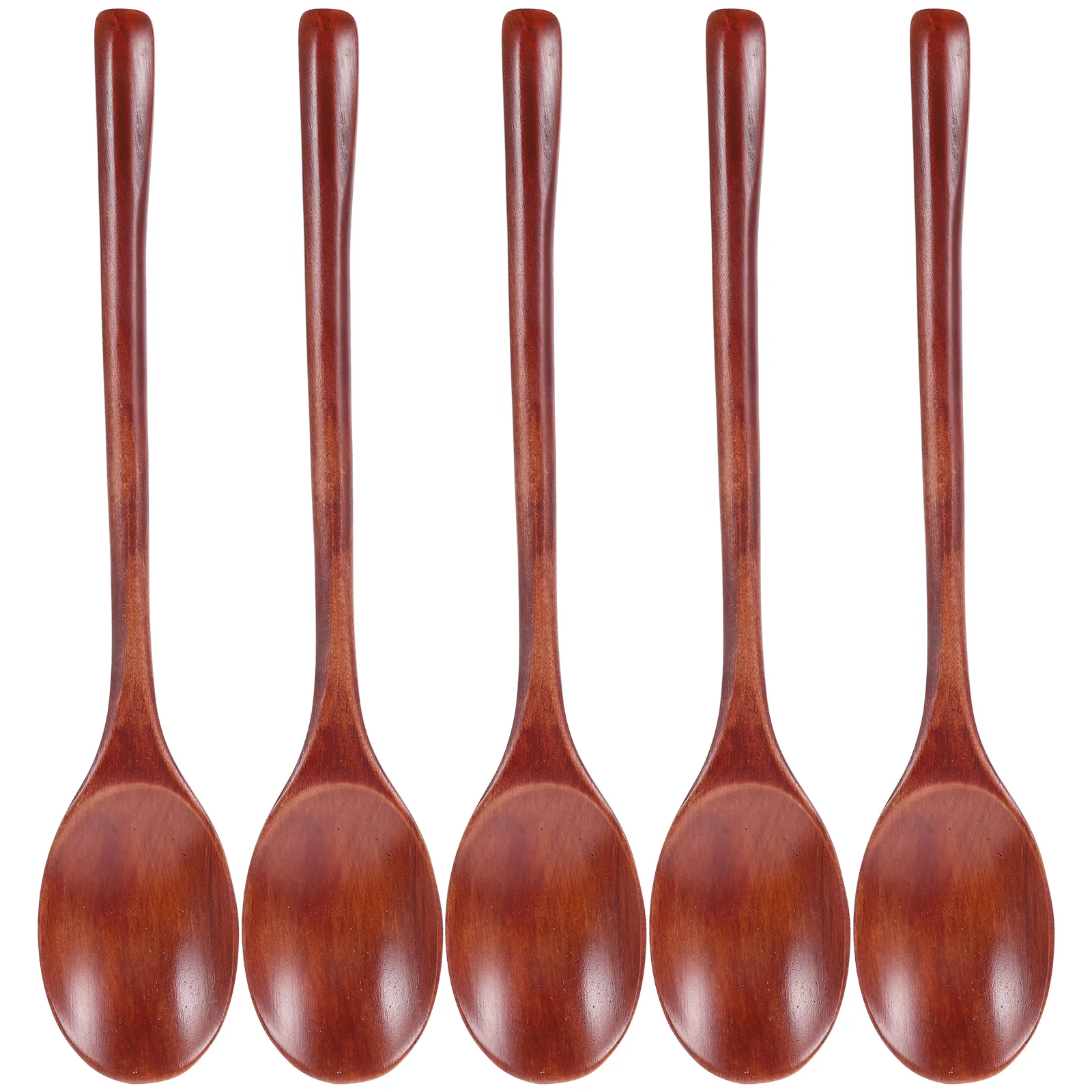 

5pcs Wooden Soup Spoons Set Spoon For Eating Stirring Long Handle Coffee Dessert Serving Spoons Mixing Tea Ice