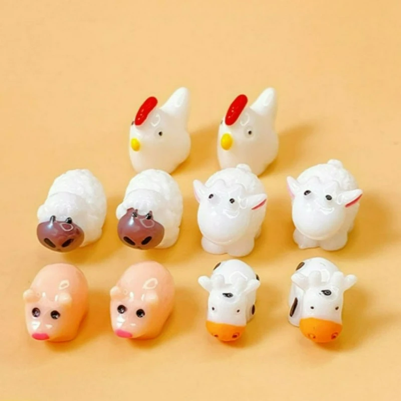 

6/12/20pcs Resin Miniature Animal Cute Decorations Ornament Landscape Figurines Garden Doll House DIY Accessories Supplies New
