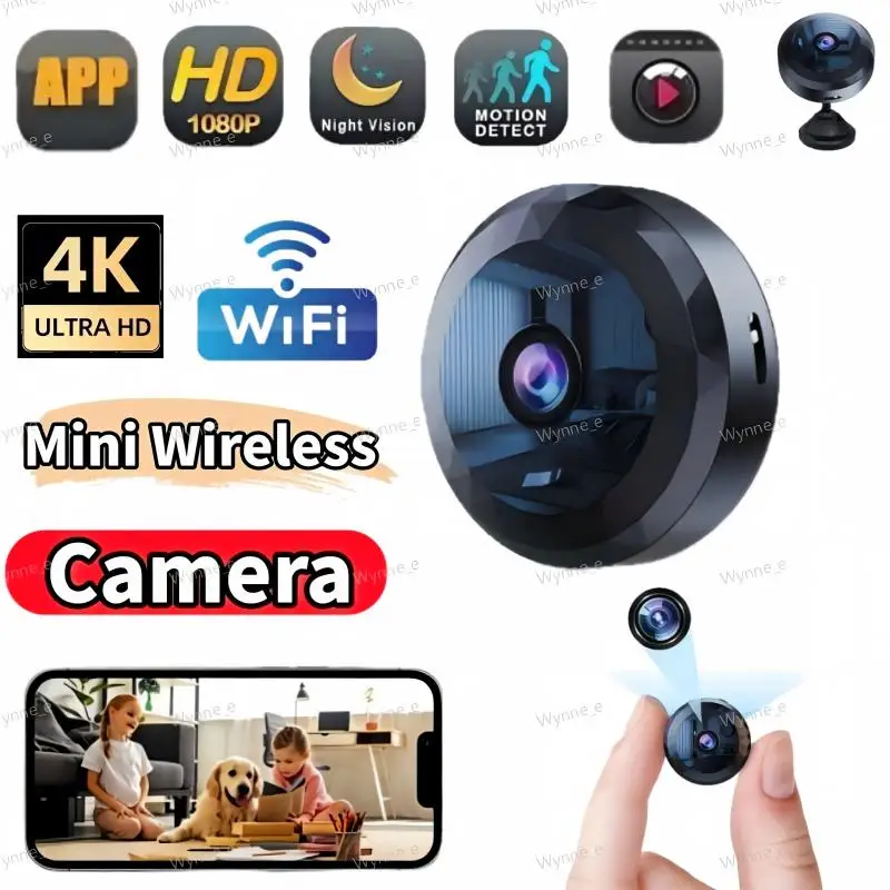 4K Wireless WiFi Mini Home Security Camera Infrared Night Vision Audio Surveillance Camera Motion Detection For Indoor Household