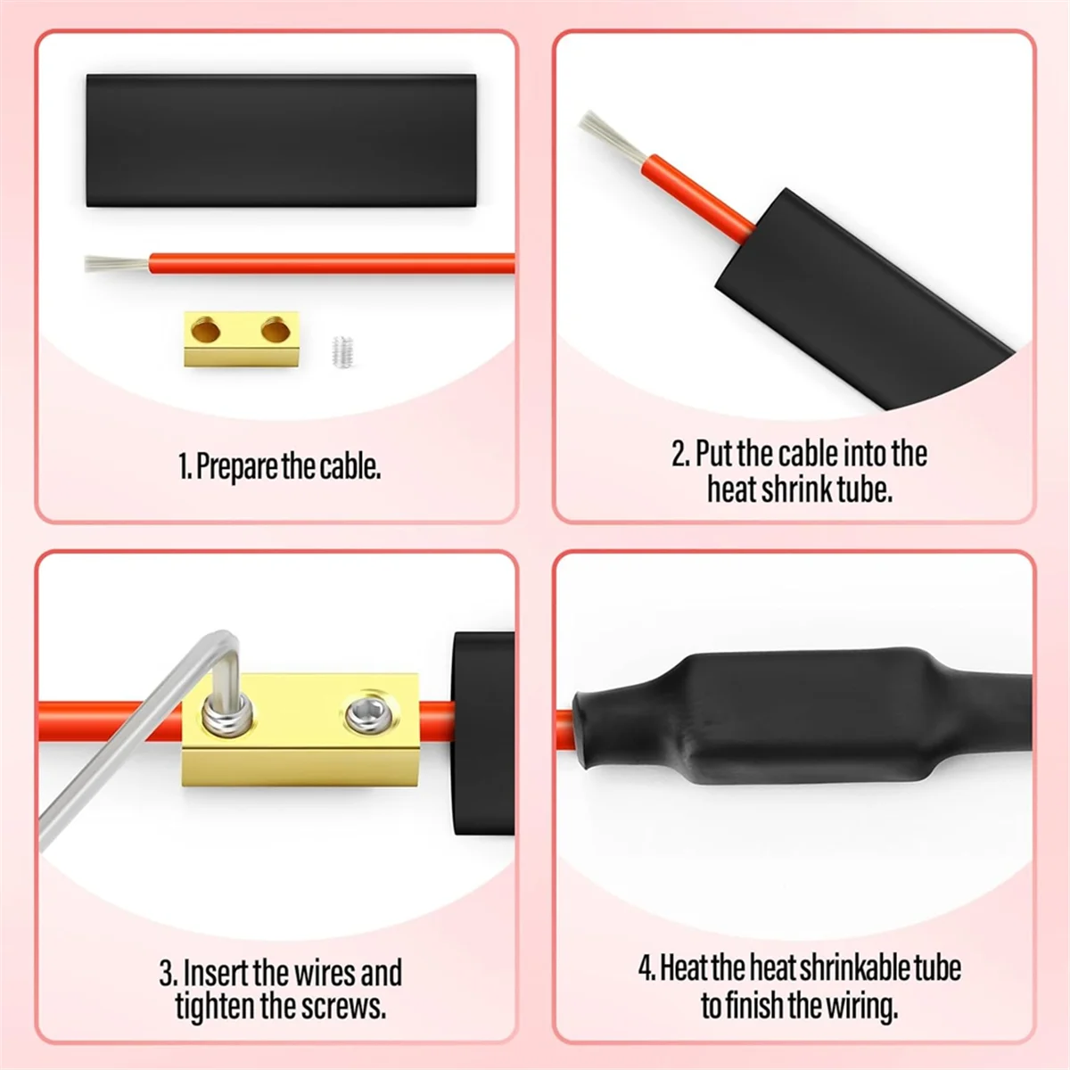 

10 шт., 4Awg, 60A, квадратная клемма для быстрого подключения, разъем для проводов с установочными винтами и трубкой из термопластика-BEAU