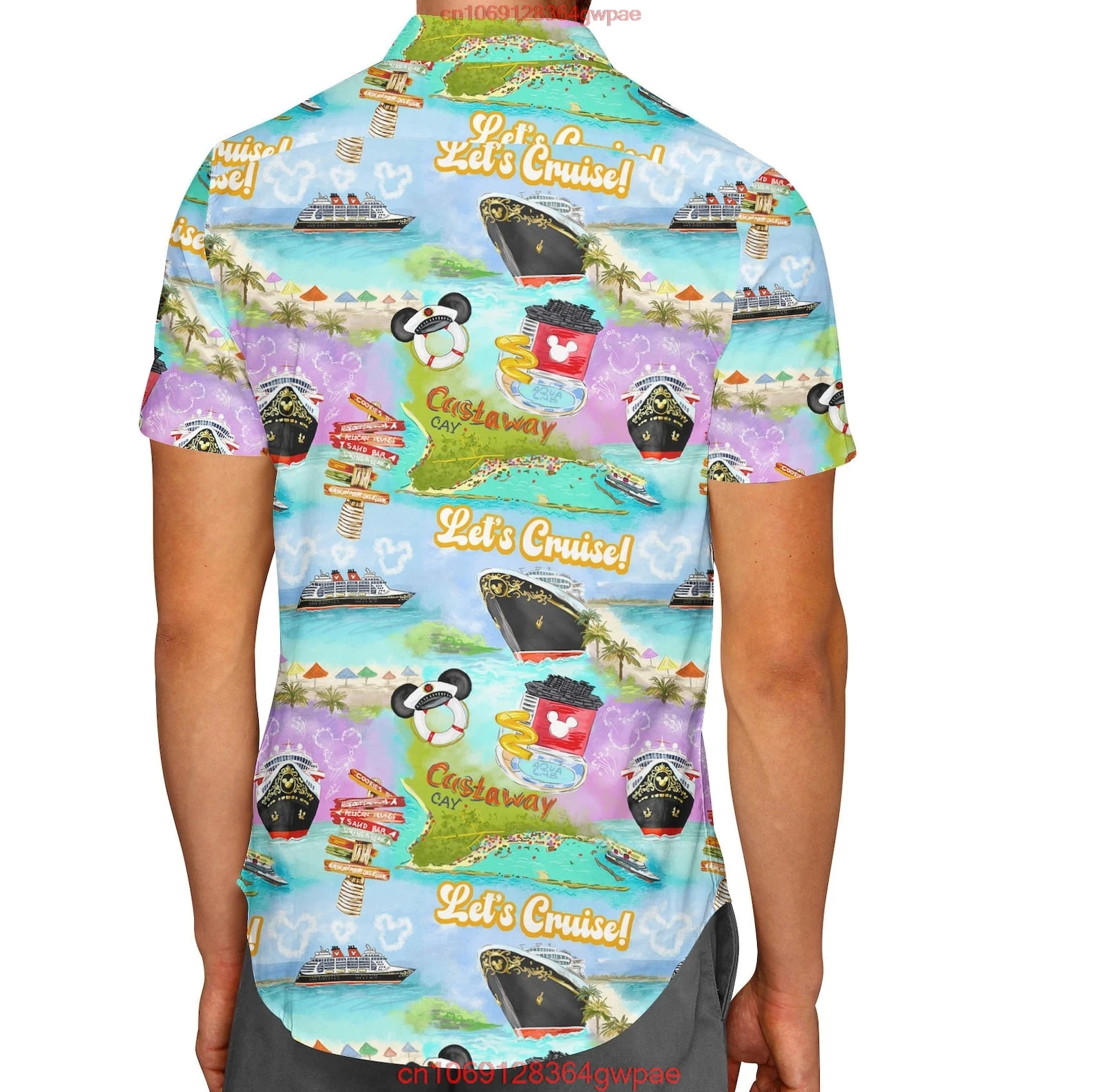 Castaway Cay Hawaiian Shirt Disney Cruise Line Men's Women's Button Up Shirt Casual Beach Shirt Mickey Summer Short Sleeve Shirt