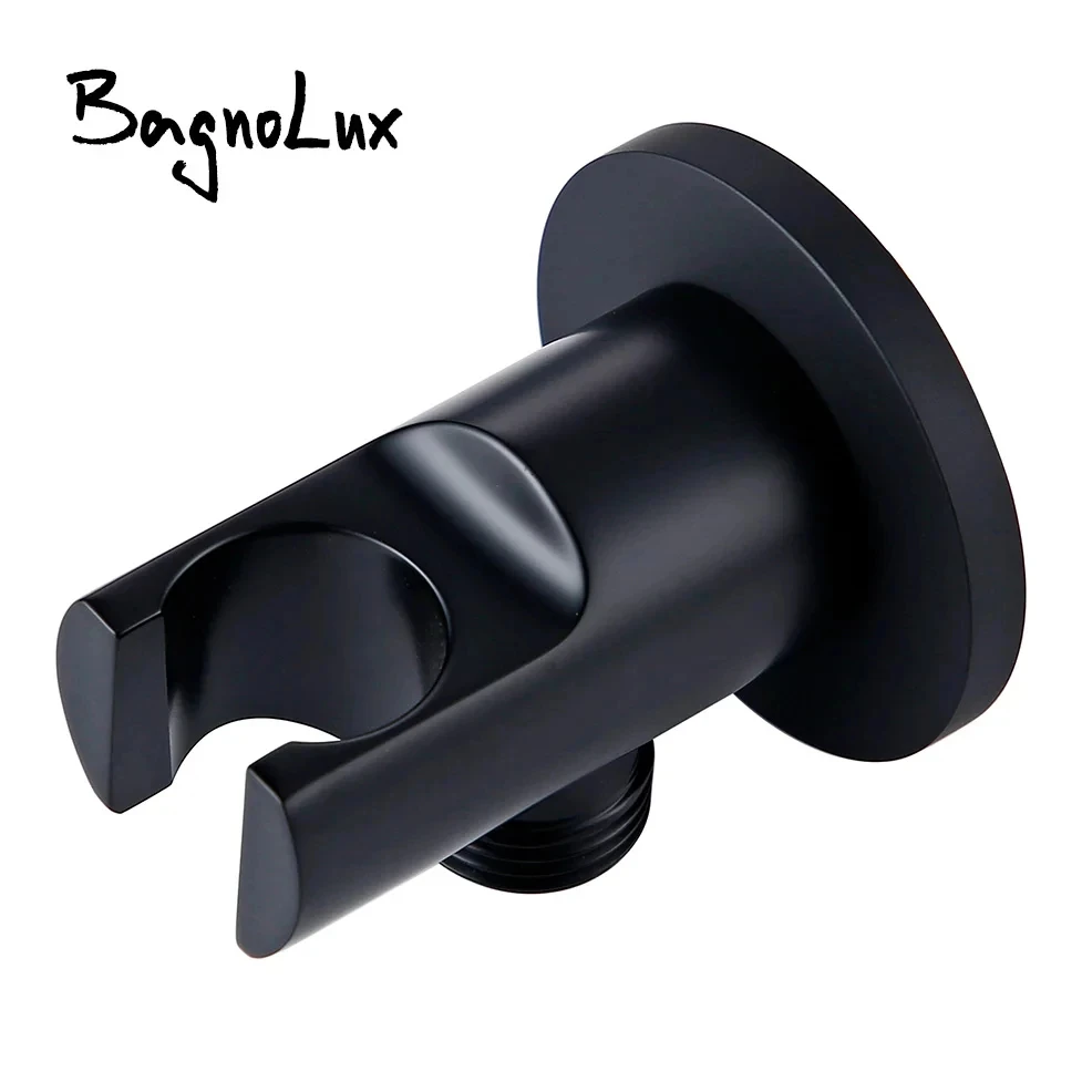 Black Round Brass Wall Mounted Bathroom Faucet Replacement Shower Stand