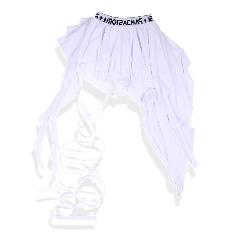 Vestiti Hip Hop per ragazze Costume da ballo di strada Top con nappe Gonna bianca nera Gruppo Abiti da spettacolo Kpop Abbigliamento da palcoscenico per cheerleader