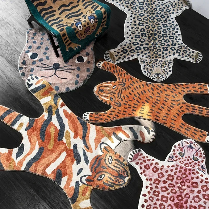 Carpet for Living Room Tiger Leopard Print Plush Bedroom Bedside Mat Home Decoration Cartoon Flufft Rug ковер Tapis Tapete 러그