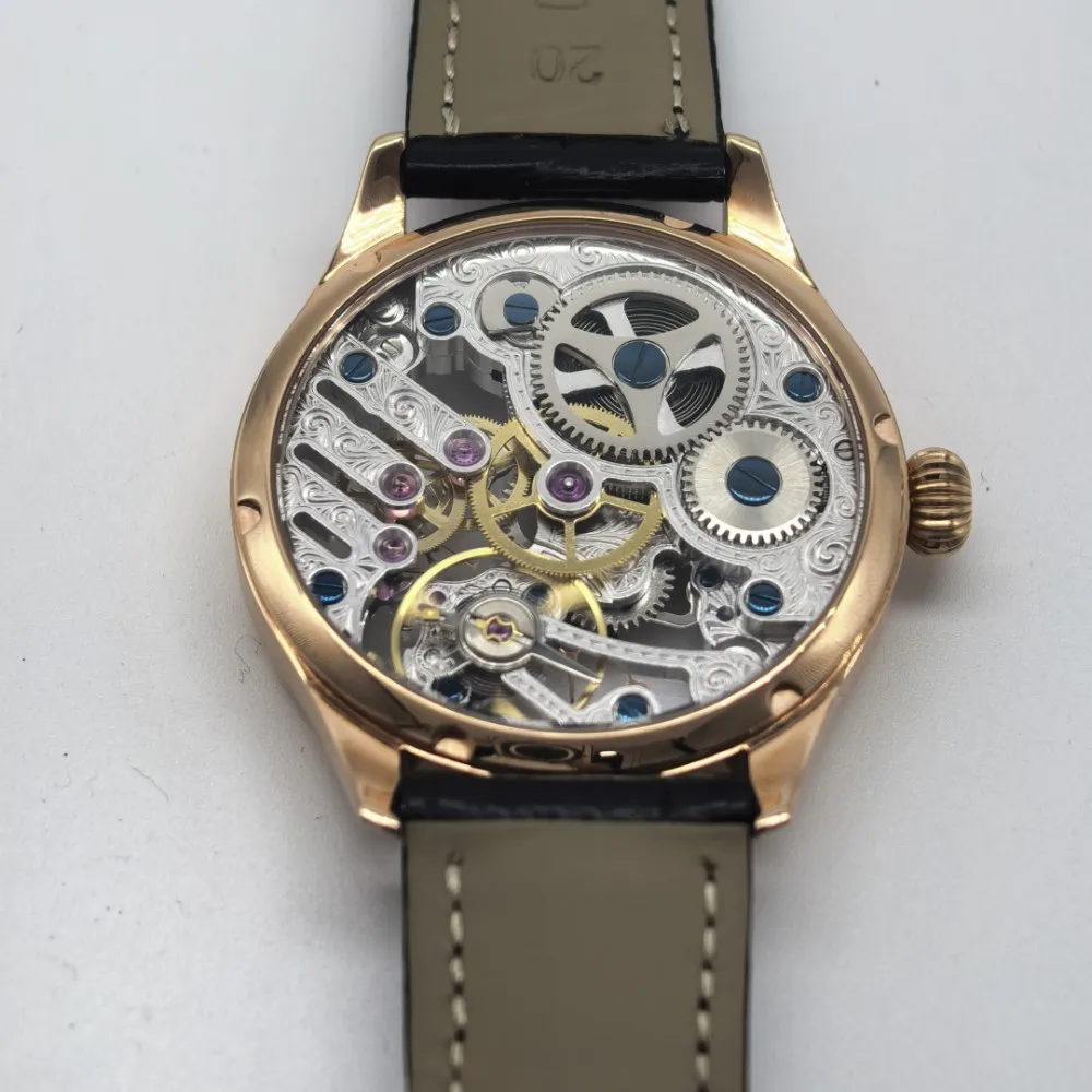 SEAKOSS 40mm Pilot Watches 3Bar ETA6497 S33600SK Hollow Carved Movement Manual Mechanical Mens Watch Sapphire/Hardlex Wristwatch