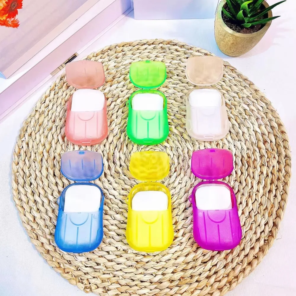 2/4/6box Mini Portable Disposable Travel Soap Box Hand Washing Cleaning Paper Slices Strips For School On-The-Go Camping Hiking