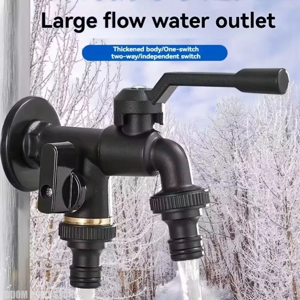 1pc Outdoor Tap Frost-Proof Dual Outlet Tap Garden Watering Equipment Suitable For Gardens Lawns Washing Machines Courtyards