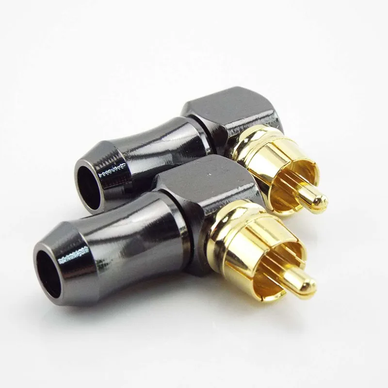 RCA Plug Connector 90 Degree Wire Connectors Gold Plated Terminal for 6.2mm Speaker Cable Right Angle Audio Adapter L Type C3