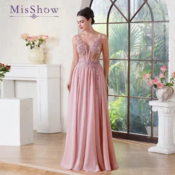 Elegant Dusty Rose Spaghetti Straps Prom Dresses Applique Fish Bone Illusion V Neck Evening Formal Party Gown Vestido De Fiesta