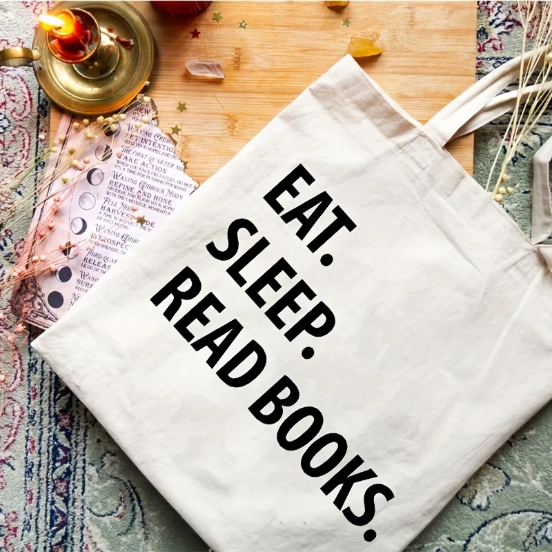 Eat Sleep Read Books Pattern Luggage Bag, Fashion Eco Friendly Woman\'s Tote Bag, Funny Canvas Shopping Travel Bag, Beach Bolso