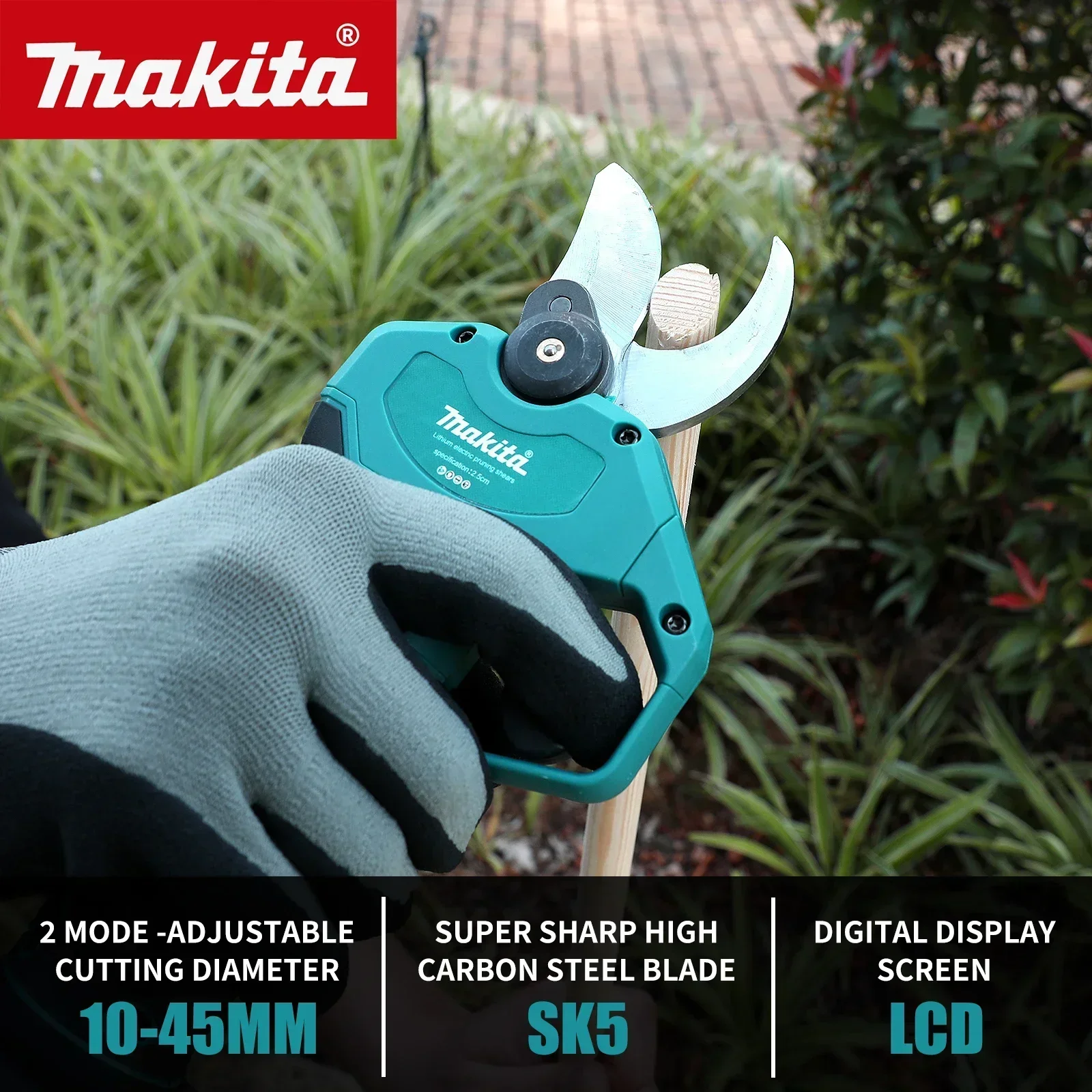 For Makita 18V Cordless Pruning Shears 25mm Cutting Diameter Brushless Motor LED Display Garden Tree Branch Cutting tools